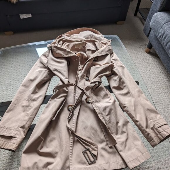 Michael Kors Trench Coat with Detachable Hood - Picture 2 of 5